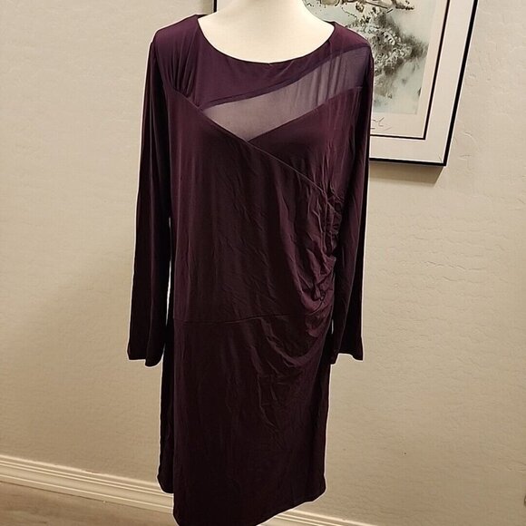 Colleen Lopez  Plum Dress 2x Long Sleeve NWT - Picture 1 of 6